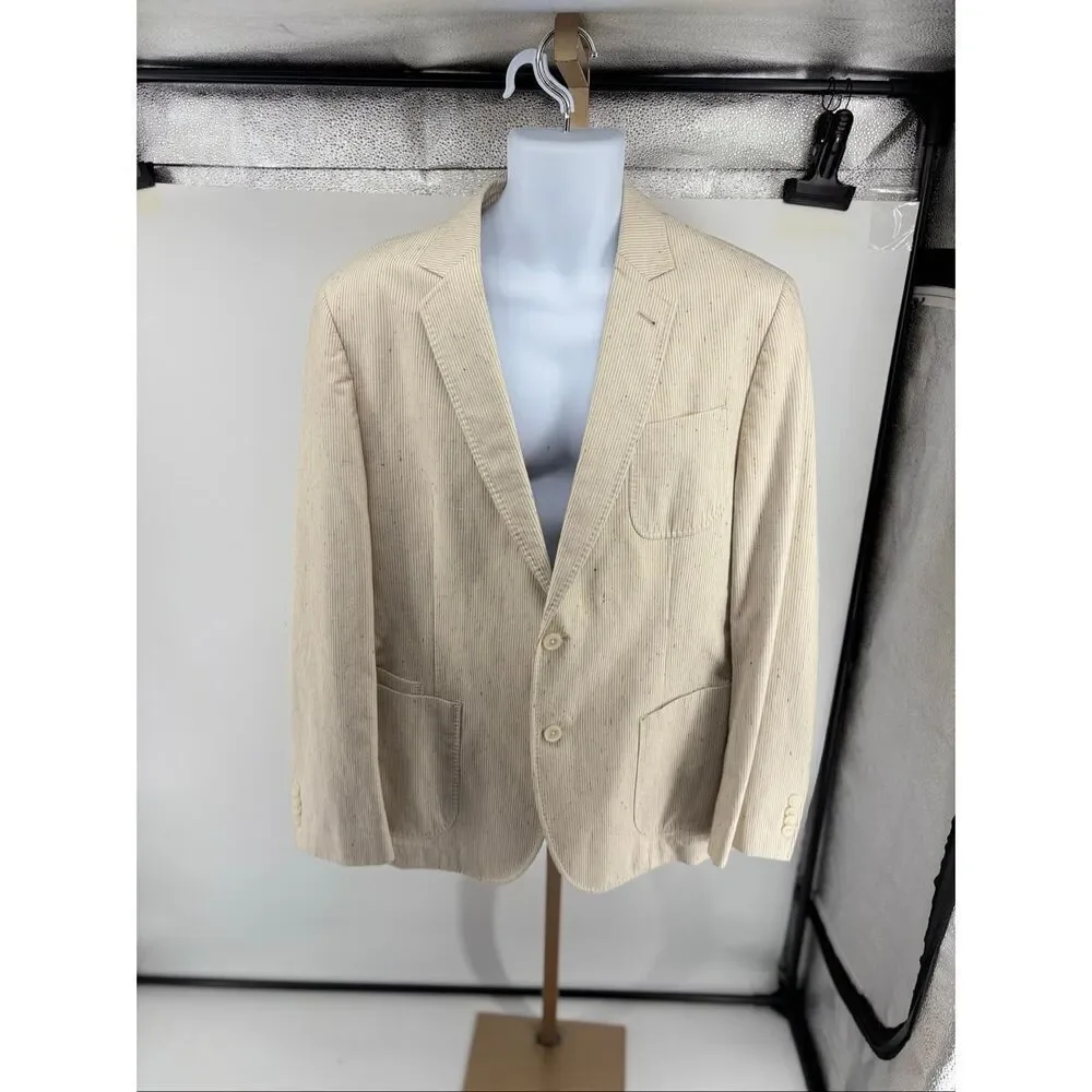 Flynt Babbit Cotton Silk Sport Coat Blazer Size 44R Cream Tailored